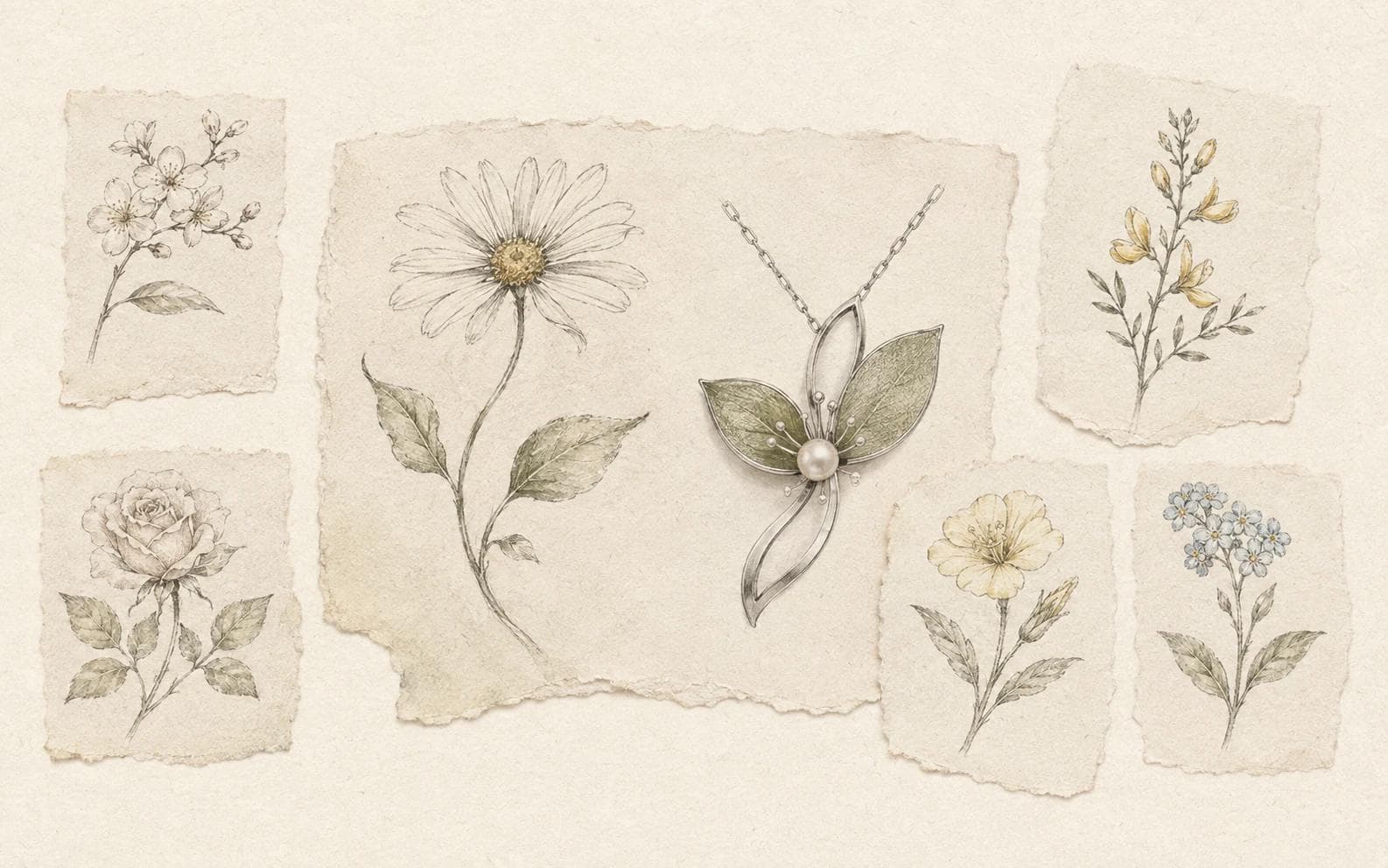 An editorial botanical study showing how a feeling can move from flower symbolism into jewellery form.